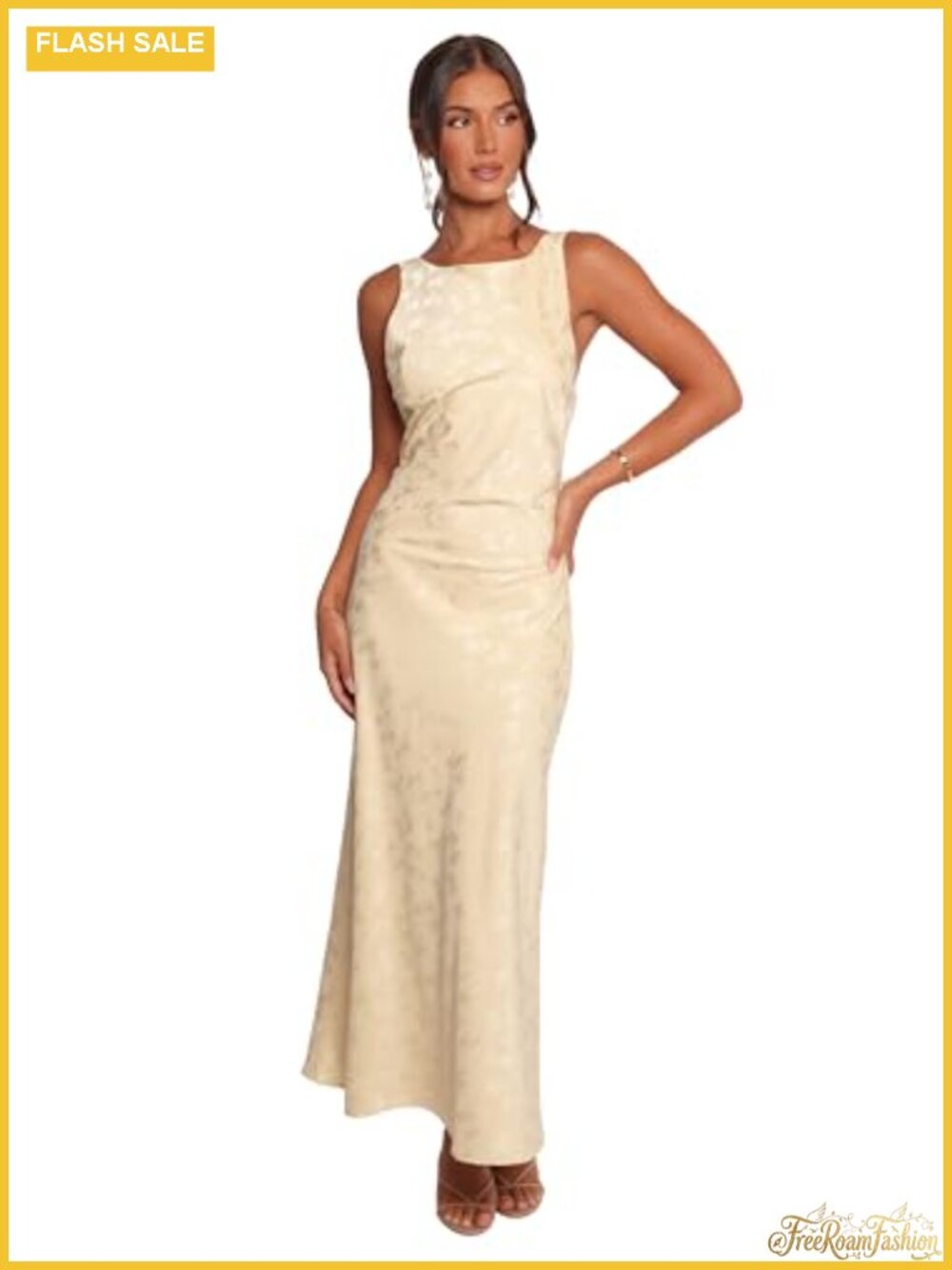 Petal & Pup Malie Floral Maxi Dress | Round Neck, Open Back